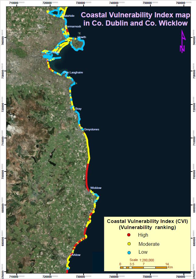 Coastal Vulnerability Index (CVI) mapping to evaluate impacts of sea 